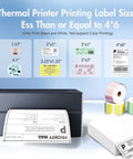 Bluetooth Thermal Shipping Label Printer For Small Biz - 4x6 Wireless Label Maker printing various label sizes with rolls and sheets visible.