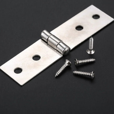 Sharp Look 4 Hole Cabinet Door Luggage Hinges With Screws Built Legit Solid Heavy Duty Vintage Wood Box Hardware For Furniture Upgrade, showing hinge and screws.