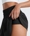 Ruffle Skirt Overlay Workout Shorts With Built In Mesh Liner And Zip Pocket For Phone High Rise Skort For Yoga And Run Black Small