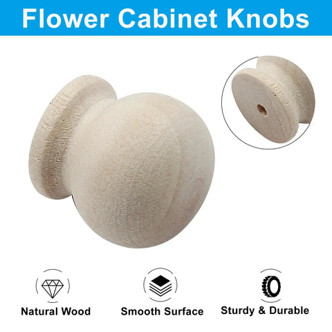 Mini Unfinished Wood Dresser Knobs Plus Cabinet Hardware 20 Piece Pack Slick Round Drawer Pulls For DIY Furniture Repairs And Quick Home Refresh Renovations Easy Peasy Setup. Round natural wood cabinet knob detail.