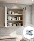 Heavy Duty 2 Pack Zinc Alloy Double Roller Cabinet Door Catch Spring Loaded Latch Secure Lock For Rv Yacht Gate Top Board Silver Finish in modern kitchen.