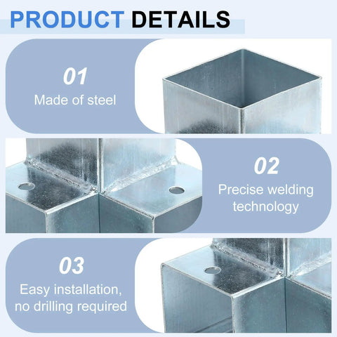 Kickass Rock Solid ThreeWay Gazebo Corner Brackets For 1.6Inch Wood Posts Heavy Duty Galvanized Steel Connector Kit 12Pack close-up of steel bracket with precise welding