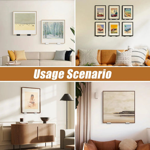 Killer Eight Pack Heavy Duty Mirror Wall Brackets With Slick Silver Finish And Grippy Rubber Pads for hanging framed art in living spaces.