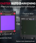 Auto Darkening Welding Helmet With 180 Degree Panoramic View And Side View True Color Lens Four Arc Sensors Solar Powered