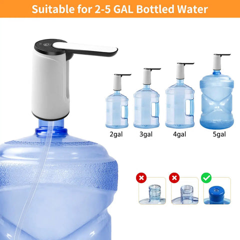 5 Gallon USB Charging Portable Water Dispenser with Auto Stop Pump on 5-gallon jug, food grade silicone hose, stainless steel