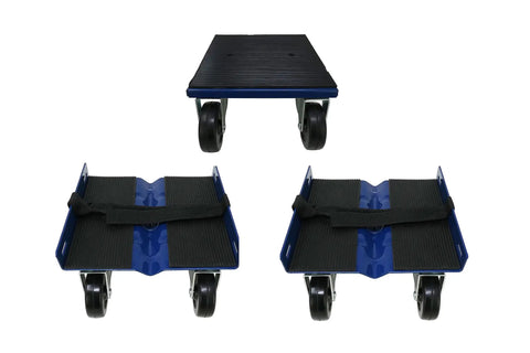 Beefy Three Piece Snowmobile Dolly Set With 990 Lb Capacity Heavy Duty Steel Dollies 7 By 7 Inch Plates And Hard Rubber Wheel Casters