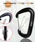 12kN Aluminum D Ring Carabiner Clips Wiregate Green Pack Of 4 Heavy Duty Carabiners For Hammock Camping Close-up View