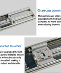 Close-up of Soft Close 22 Inch Drawer Slides For Heavy Duty Side Mount Cabinets showing metal construction and ball bearing rails.