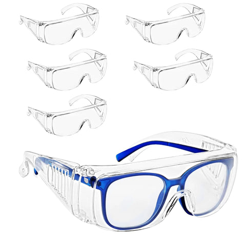 Diamont Clear Vented Over Glasses Safety Eyewear 6 Pack Impact Resistant Polycarbonate Lenses ANSI Z87 1 Certified OTG