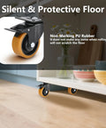 Rock Solid Heavy Duty Polyurethane Caster Wheels With Brake For Toolbox And Equipment Featuring Dual Locking Rust Proof Finish Ultra Smooth Rolling showing 4 inch wheel with non-marking PU rubber.