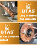 Applying copper anti-seize lubricant for spark plugs to bolts, preventing rust and ensuring easy dismantling.