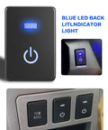 12V Blue LED Push Button Switch Waterproof Toggle With 4 Wire Connector Kit For Car Modifications Start Button Durable ABS Housing.
