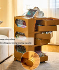 Heavy Duty Rolling Storage Cart With Smooth Swivel Wheels Keeps Your Clutter Down And Looking Slick, showing multi-tier design and quiet casters.