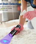 Compact 12 Led UV Black Light Flashlight That Tracks Stubborn Dog Stains And Catches Sneaky Scorpions Straight Up While Curing Resin Smooth On Carpet In This Reliable Two Pack Bundle used to reveal pet stains on carpet.