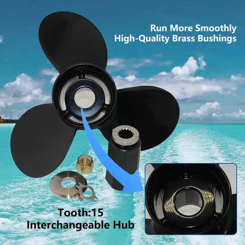 13 1/4 X 17 Aluminum Boat Propeller With 15 Tooth Interchangeable Hub 3 Blade Beefy Pro Grade Upgrade