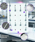 Heavy Duty Lab Glassware Drying Rack With Detachable Drip Rod featuring removable drip rod and drainage hole, designed for secure flask drying.