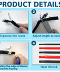 Step-by-step use of All In One Split Wire Loom Kit For Cable Management With High Temperature Resistant Loom Tubing Auto Wiring Protection Pet And Rodent Proof Cord Organizer Heat Shrink Tubing Silicone Tape And Ties