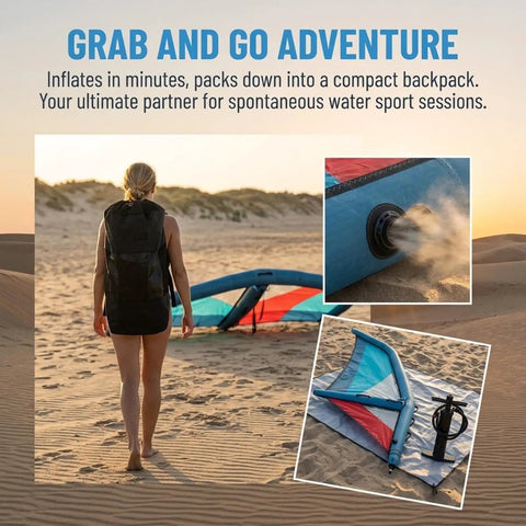 Inflatable Kite Surf Wing Board With 5.2 Square Meters Wing Surface Includes Pump Ideal For Wing Shaped Surfing Windsurfing