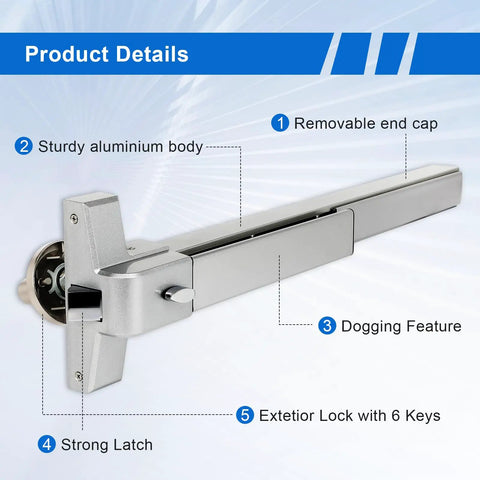 Beefed Up Panic Bar For Exit Doors Stainless Steel Push Bar With Lock Alarm And Fireproof Protection details view