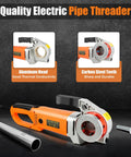 Badass 2300W Electric Pipe Threader 110V Portable Threading Machine Kit showcasing aluminum head and carbon steel teeth.