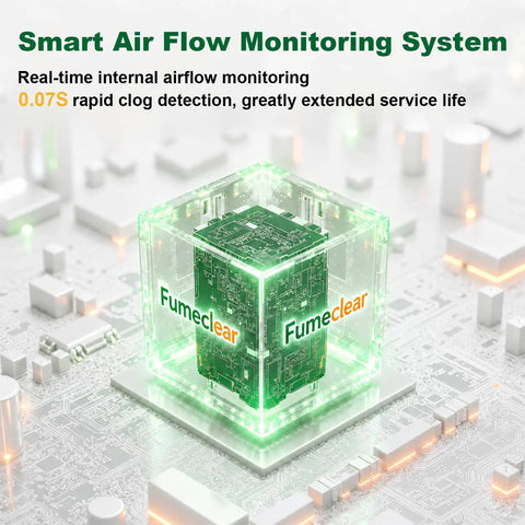 Smart air flow monitoring graphic for FC-100A Fume Extractor With Remote Control And 3 Stage Filtration System