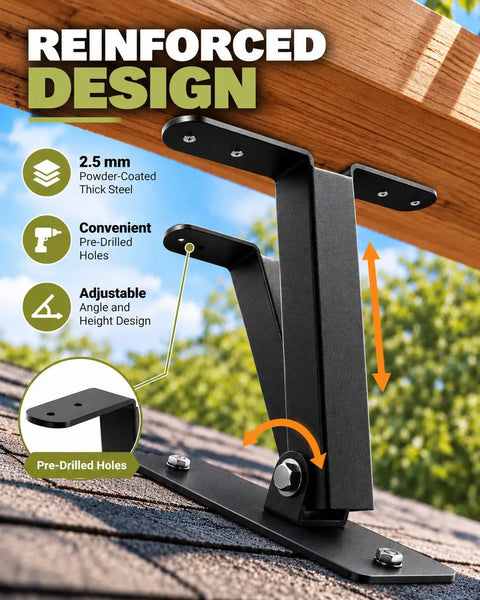 Heavy Duty Adjustable Pergola Roof Riser Bracket For Sloped Roofs Solid Steel Rafter Hanger With All Hardware Black on sloped roof.