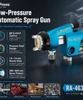 Premium Automatic Pressure Feed Spray Gun Featuring Precision 1.4mm Stainless Steel Nozzle with MP and HVLP options