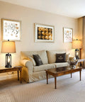 Set Of Two Modern Black Table Lamps With USB Ports And AC Outlet And 3 Way Dimmable Farmhouse Touch Lamps in living room