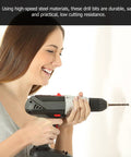 Cool 10 Pc 1/8 Inch M35 Cobalt Drill Bit Set Kicks Hardened Metal And Stainless Steel Easy On Power Drills For Cast Iron Fast Cutting Bits, woman using power drill with 1/8 inch bit