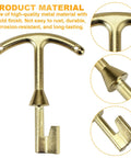 Water Meter Key And Lid Opening Tool For Valve Box 5.5 Inch Length Heavy Duty Metal T Wrench Hook To Access Main Valve And Turn Off Water Fits Water Meter Boxes Model M07001, brass finish, rust-resistant.