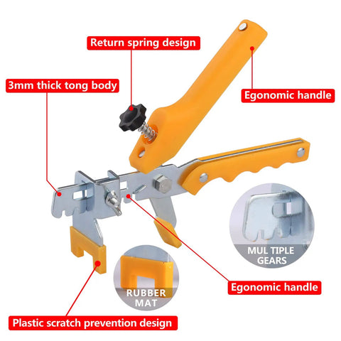 Pro Tile Leveling Kit With 1200 Clips 400 Reusable Wedges And Pliers For One Eighth Inch Gap featuring ergonomic plier design