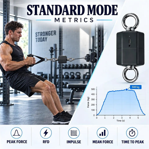 Athlete using 500Kg Isometric Strength Tester Push Pull Dynamometer For Athletes Digital Force Gauge during training workout.