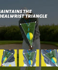 Forearm Connection Golf Swing Trainer For Consistent, Precise Swings That Fix Slice, Scooping, And Chicken Wing with visual triangle guide