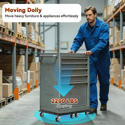 Heavy Duty Connectable Moving Dollies Two Pack With Smooth Rolling Swivel Casters And Rock Solid Metal Base for moving a large metal drawer cabinet.