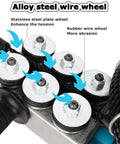 Close-up of six steel guide wheels of Heavy Duty Electrician Wire Puller With 30 Meter Lead Wire And Brushless Motor.