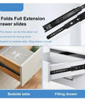 Heavy Duty Black Bottom Mount Drawer Slides Featuring Dead Smooth Gliding Action And Totally Rock Solid Concealed Bracket System For Modern Kitchen Cabinetry And Garage Storage showing full extension sliding mechanism.