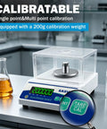 Top Notch Pro Grade Lab Scale 500g X 0.001g Digital Balance With G Oz Ct Lb Modes Backlit Display in lab with calibration weight
