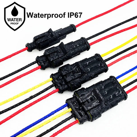 Waterproof 16 AWG Wire Connectors Kit For Auto Electrical Systems With Quick Disconnect Pins 1 To 4 Pin Sets 26 Total Kits