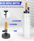 New Oil Refill Bottle for Ultimate 1 Liter Pneumatic Brake Fluid Bleeder, 0.8L capacity with brass valve and screw for easy refills.