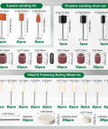 185 Piece Wool Felt Polishing Kit For Rotary Tools Gives You Everything To Make It Shine On Rusty Metal With Buffing Wheels And A Hunky Storage Case For All Your DIY Fixes, showing 6-piece sanding bits and polishing wheels.