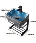 Wall-Mounted Ceramic Bathroom Sink - Rectangular U-Shape Vessel Sink with Faucet, Pedestal Metal Legs and Vintage Design, for Home,B&B and Club dimensions with metal rack.