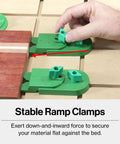 Ultimate Versatile Dovetail Workholding Kit Bundle with 1/2 Inch Shank Router Bit for Epic CNC Projects shown in use on wood
