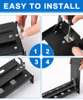 Hands assembling Black 19 Inch Rack Mount DIN Rail Kit Aluminum Alloy Adjustable Rails Bracket For Industrial Media Converters And Ethernet Switches