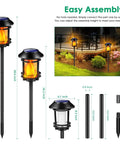 Outdoor Solar Torch Lights With Flickering Flame, Waterproof Garden Landscape Pathway Lights dimensions and assembly guide