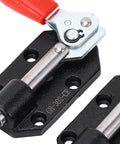 Close-up of Two Pack Push Pull Toggle Clamp Set for Woodworking and DIY Projects with 20mm stroke and red handle