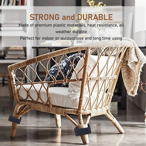 Rattan chair with 8 Pieces Outdoor Furniture Clips For Sectional Sofas And Rattan Patio Sets shown on legs