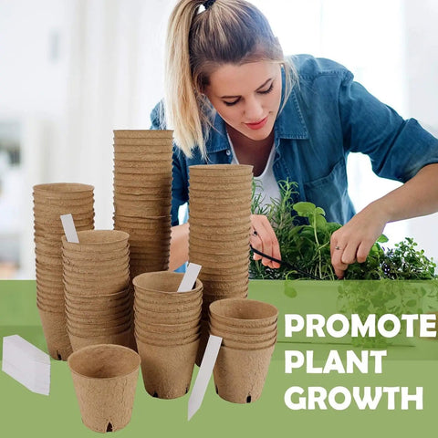 Breathable Paper Pulp Nursery Pots For Seedlings And Direct Planting, Ideal For Yard Balcony Garden Beds And Containers