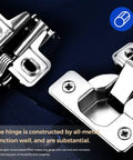 Close-up view of 50 Pack 25 Pairs Soft Close Cabinet Hinges For Half Inch Overlay Brushed Nickel 105 Degree Opening Concealed Cup Hinges