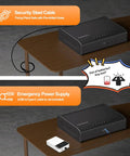 Biometric Gun Safe With Fingerprint Scanner And Raised Backlit Keypad Secures Two To Four Pistols with security steel cable and emergency power supply.