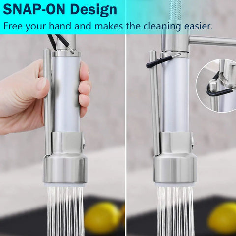 Brushed Nickel Kitchen Faucet With Pull Down Sprayer LED Light Dual Ends Single Handle Deck Plate Included Fits 1 Or 3 Holes